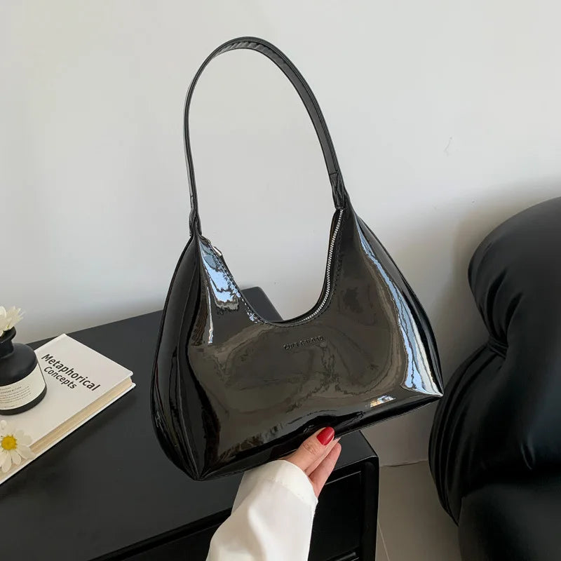 Y2K Style Bag Patent Shoulder Bag  Retro Fashion  Trendy Accessories Glossy Bag 2000s Fashion Women Fashion  Fashion Bag  Chic Shoulder Bag  Must Have Accessory