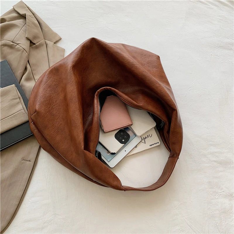 Soft Saggy Bag Shoulder Bag  Trendy Handbag  Fashion Accessories Women Fashion Everyday Bag Chic Style Comfortable Wear Durable Handbag  Spacious Bag Ladies Fashion