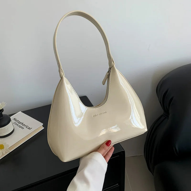 Y2K Style Bag Patent Shoulder Bag  Retro Fashion  Trendy Accessories Glossy Bag 2000s Fashion Women Fashion  Fashion Bag  Chic Shoulder Bag  Must Have Accessory